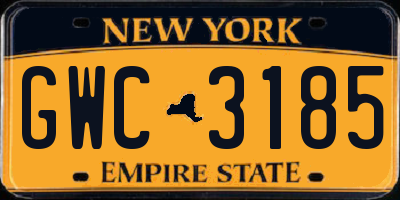 NY license plate GWC3185