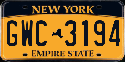 NY license plate GWC3194