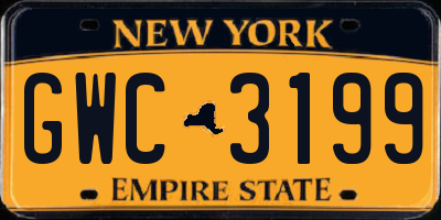 NY license plate GWC3199