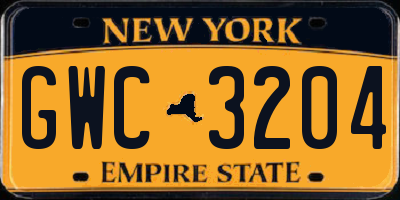 NY license plate GWC3204