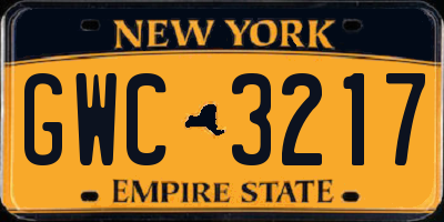 NY license plate GWC3217