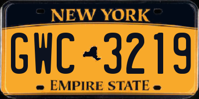 NY license plate GWC3219
