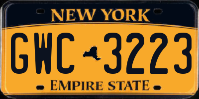 NY license plate GWC3223