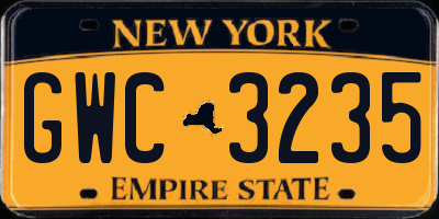 NY license plate GWC3235