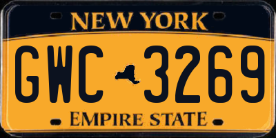 NY license plate GWC3269