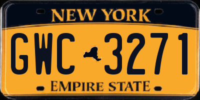 NY license plate GWC3271