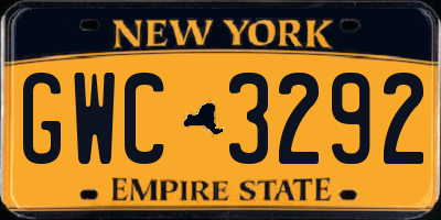 NY license plate GWC3292