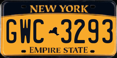 NY license plate GWC3293