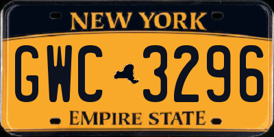 NY license plate GWC3296