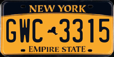 NY license plate GWC3315