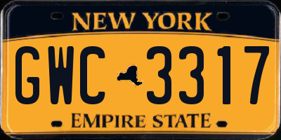 NY license plate GWC3317