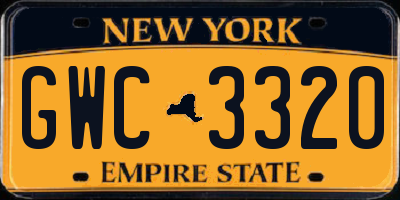 NY license plate GWC3320