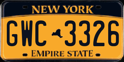 NY license plate GWC3326