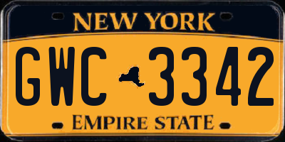 NY license plate GWC3342