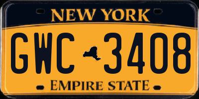 NY license plate GWC3408