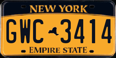 NY license plate GWC3414