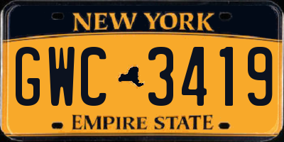 NY license plate GWC3419