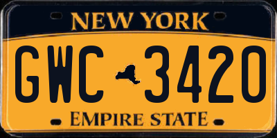 NY license plate GWC3420