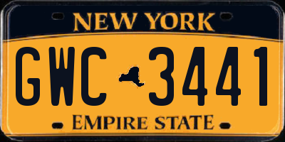 NY license plate GWC3441