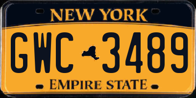 NY license plate GWC3489