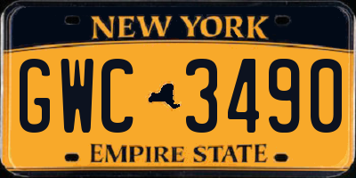 NY license plate GWC3490