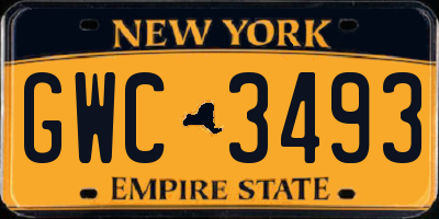 NY license plate GWC3493