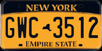 NY license plate GWC3512