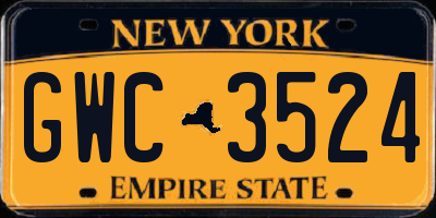 NY license plate GWC3524
