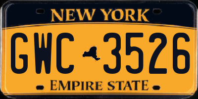 NY license plate GWC3526
