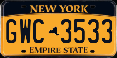 NY license plate GWC3533