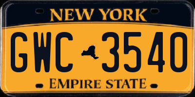 NY license plate GWC3540