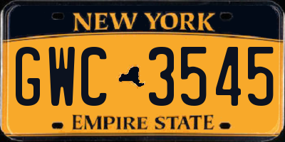 NY license plate GWC3545