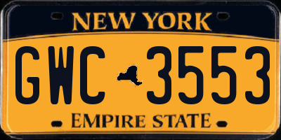 NY license plate GWC3553