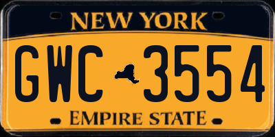 NY license plate GWC3554