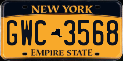 NY license plate GWC3568