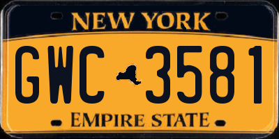 NY license plate GWC3581