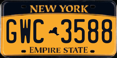 NY license plate GWC3588