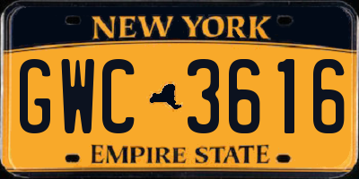 NY license plate GWC3616