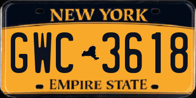 NY license plate GWC3618
