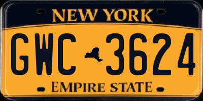 NY license plate GWC3624