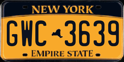 NY license plate GWC3639