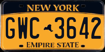 NY license plate GWC3642