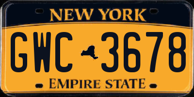 NY license plate GWC3678