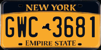 NY license plate GWC3681