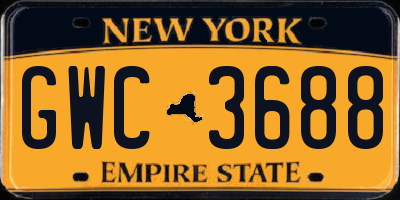 NY license plate GWC3688