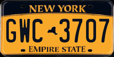 NY license plate GWC3707