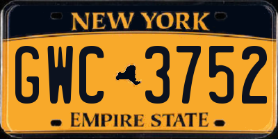 NY license plate GWC3752