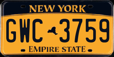 NY license plate GWC3759