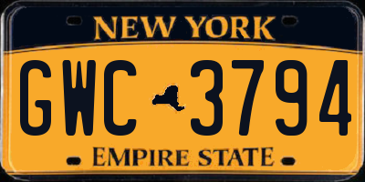NY license plate GWC3794