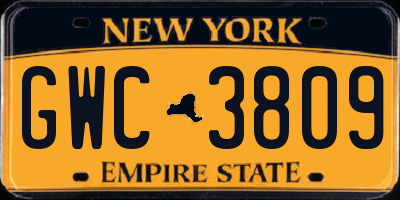 NY license plate GWC3809